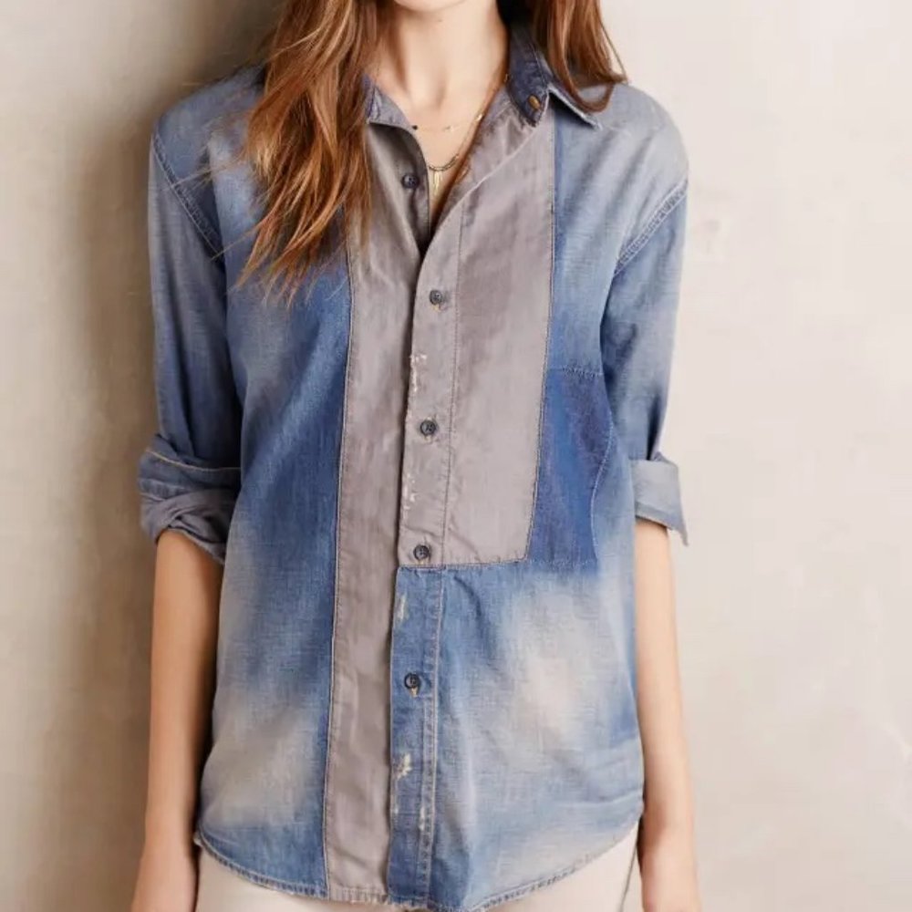 ANTHROPOLOGIE Boro Buttondown by Artisan De Luxe sz. Large